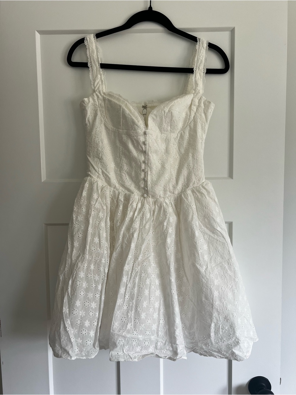 House of Cb BRIGITTE White Cotton Broderie Anglais Corset Mini Dress